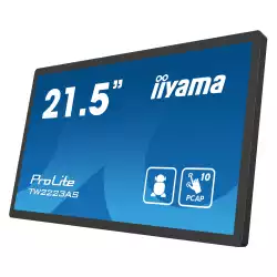 Компютър IIYAMA TW2223AS-B2, Touch Panel PC, 21.5", VA panel, FHD 1920x1080, 16:9, 400cd/m2, 3000:1, 18ms, Edge to edge glass, PCAP touch, HDMI, LAN, 5x USB, Speakers, Mic, Android 12 OS, RK3399, 4GB, 32GB, WiFi, BT, SD card slot, 24/7, Portrait, Face Up, VESA 100, Black