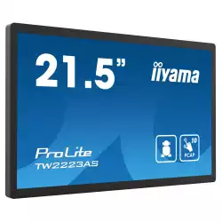 Компютър IIYAMA TW2223AS-B2, Touch Panel PC, 21.5", VA panel, FHD 1920x1080, 16:9, 400cd/m2, 3000:1, 18ms, Edge to edge glass, PCAP touch, HDMI, LAN, 5x USB, Speakers, Mic, Android 12 OS, RK3399, 4GB, 32GB, WiFi, BT, SD card slot, 24/7, Portrait, Face Up, VESA 100, Black