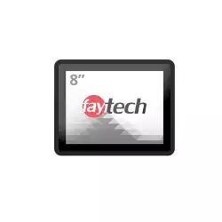 Монитор Faytech 4010077701 FT08TMCAPOB, 8", Optically bonded, 10- Finger-Multi Touch Capacitive, 4:3, 1024 x 768, 350cd/m2, 800:1, AG, 7H, VGA, HDMI, DP, USB-B, PC-Audio, 12V DC-In, IP 65 front / IP40 back, Speakers, 24/7, VESA, Black