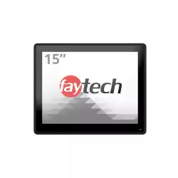 Монитор Faytech 4010077706 FT15TMCAPOB, 15", Optically bonded, 10-Finger-Multi Touch Capacitive, 4:3, 1024 x 768, 420cd/m2, 800:1, AG, 7H, VGA, HDMI, DP, USB-B, PC-Audio, 12V DC-In, IP 65 front / IP40 back, Speakers, 24/7, VESA, 6 x Clamp support, Black