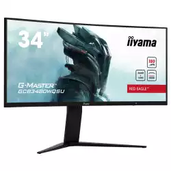 Монитор IIYAMA GCB3480WQSU-B1, 34", Gaming Curved monitor, VA panel, AntiGlare, 21:9, UWQHD 3440x1440, 420cd/m2, 4000:1, 0.4ms, 180Hz, FreeSync Premium Pro, PiP/PbP, Flicker free, HDR 400, 2x HDMI, 2x DP, 2x USB, HAS, Tilt, Speakers, VESA 100, Black