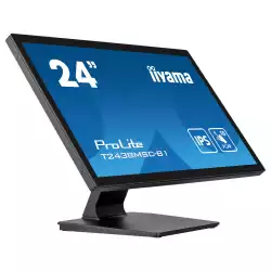 Монитор IIYAMA T2438MSC-B1, 23.8", 10 points bonded PCAP, IPS panel, 16:9, FHD 1920x1080, 600cd/m2, 1000:1, 5ms, Anti fingerprint coating, IP1X Front, OSD key lock, Blue light reducer, HDMI, DisplayPort, 2x USB, Speakers, Portrait, Face up, VESA 100, Black