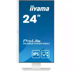 Монитор IIYAMA XUB2492HSU-W5 23.8 inch, IPS LED Panel, 3-side borderless, AntiGlare, 16:9, 1920x1080, 250 cd/m2, 1000:1, 80M:1, 4ms, Blue light reducer, FlickerFree, i-Style colour, Speakers, VGA, HDMI, Displayport, 2x USB, HAS, Pivot, Swivel, Tilt, VESA 100, White