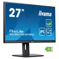 Монитор IIYAMA XUB2763HSU-B1, 27" IPS LED panel, AG, 16:9, FHD 1920x1080, 3ms, 100Hz, 250cd/m2, 1300:1, 80M:1, HDMI, DP, 2x USB, Speakers, Blue light reducer, Flicker free, HAS, Swivel, Tilt, Pivot, EPEAT Silver, VESA 100, Black