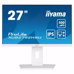 Монитор IIYAMA XUB2792HSU-W6, 27 inch, IPS LED panel, 3-side borderless, Anti-Glare, 16:9, FHD 1920x1080, 250 cd/m2, 1300:1, 100Hz, 0.4ms, Blue light reducer, FreeSync support, Flicker free, i-Style colour, HDMI, DP, 4x USB, Speakers, HAS, Swivel, Tilt, Pivot, VESA 100, Бял