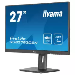 Монитор IIYAMA XUB2792QSN-B5, 27" IPS LED Panel, AntiGlare, 3-side borderless, 16:9, 2560 x 1440, 350cd/m2, 1000:1, 80M:1, 4ms, Blue light reducer, Flicker free, HDMI, DisplayPort, USB-C (PD 65W), 2x USB, LAN, HDCP, Speakers, HAS, Swivel, Pivot, Tilt, VESA, Black