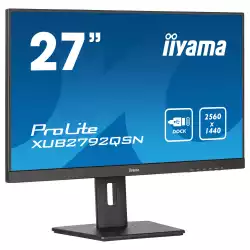 Монитор IIYAMA XUB2792QSN-B5, 27" IPS LED Panel, AntiGlare, 3-side borderless, 16:9, 2560 x 1440, 350cd/m2, 1000:1, 80M:1, 4ms, Blue light reducer, Flicker free, HDMI, DisplayPort, USB-C (PD 65W), 2x USB, LAN, HDCP, Speakers, HAS, Swivel, Pivot, Tilt, VESA, Black