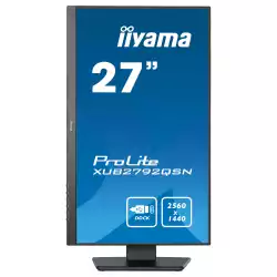 Монитор IIYAMA XUB2792QSN-B5, 27" IPS LED Panel, AntiGlare, 3-side borderless, 16:9, 2560 x 1440, 350cd/m2, 1000:1, 80M:1, 4ms, Blue light reducer, Flicker free, HDMI, DisplayPort, USB-C (PD 65W), 2x USB, LAN, HDCP, Speakers, HAS, Swivel, Pivot, Tilt, VESA, Black