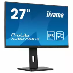 Монитор IIYAMA XUB2793HS-B6, 27 inch, IPS LED Panel, 3-side borderless, Anti-Glare, 16:9, FHD 1920x1080, 100 Hz, 1ms, 250cdm, 1000:1, 80M:1, Blue light reducer, FreeSync support, i-style Colour, HDMI, DisplayPort, HDCP, Speakers, HAS, Swivel, Tilt, Pivot, VESA 100, Black