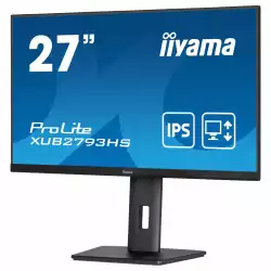 Монитор IIYAMA XUB2793HS-B6, 27 inch, IPS LED Panel, 3-side borderless, Anti-Glare, 16:9, FHD 1920x1080, 100 Hz, 1ms, 250cdm, 1000:1, 80M:1, Blue light reducer, FreeSync support, i-style Colour, HDMI, DisplayPort, HDCP, Speakers, HAS, Swivel, Tilt, Pivot, VESA 100, Black