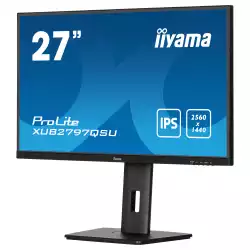 Монитор IIYAMA XUB2797QSU-B1, 27" IPS LED Panel, Anti-Glare, WQHD 2560x1440, 16:9, 250cd/m2, 1300:1, 80M:1, 1ms, 100Hz, Flicker free, Blue light reducer, Adaptive Sync, HDMI, DP, 2x USB, Speakers, HAS, Swivel, Tilt, Pivot, VESA 100, Black