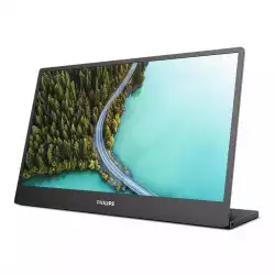 Преносим монитор Philips 16B1P3302/00, 15.6", IPS Panel, 1920x1080, 16:9, 250 cd/m2, 4ms, 700:1, 50 000 000:1, Portrait, Anti Glare, 3H, Smart Image, Low Blue, USB-C (DisplayPort 1.4 Alt режим и DisplayLink, 15W  PD), Audio in/out, Tilt, Black, Reddot Winner 2021