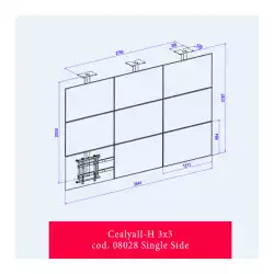 Стойка за видеостена на тавана OMB 08028 CEALY ALL H 3x3 SINGLE SIDE, for 46”, 47”, 49”, 55” displays, Iron and for ceiling mount, Max weight 40kg per display, VESA Min 100x100 and Max 400x400, Easy hanging, Hidden cables, Black