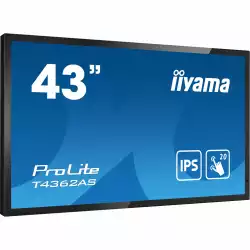 Тъч Дисплей IIYAMA T4362AS-B1 42.5", IPS Panel, AntiGlare, Portrait, 3840 x 2160, 16:9, 500 cd/m2, 1200:1, 8ms, Projective Capacitive, 20 touch points, Palm rejection, 3x HDMI, HDCP, RS232c, LAN, IR, 2x USB 2.0, Speakers, Android 8.0, Signal FailOver, CPU CA73*2 + A53*2, 2+1GB, 16GB, 24/7, VESA, Black