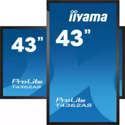 Тъч Дисплей IIYAMA T4362AS-B1 42.5", IPS Panel, AntiGlare, Portrait, 3840 x 2160, 16:9, 500 cd/m2, 1200:1, 8ms, Projective Capacitive, 20 touch points, Palm rejection, 3x HDMI, HDCP, RS232c, LAN, IR, 2x USB 2.0, Speakers, Android 8.0, Signal FailOver, CPU CA73*2 + A53*2, 2+1GB, 16GB, 24/7, VESA, Black