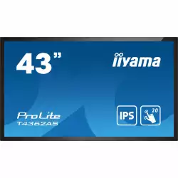 Тъч Дисплей IIYAMA T4362AS-B1 42.5", IPS Panel, AntiGlare, Portrait, 3840 x 2160, 16:9, 500 cd/m2, 1200:1, 8ms, Projective Capacitive, 20 touch points, Palm rejection, 3x HDMI, HDCP, RS232c, LAN, IR, 2x USB 2.0, Speakers, Android 8.0, Signal FailOver, CPU CA73*2 + A53*2, 2+1GB, 16GB, 24/7, VESA, Black