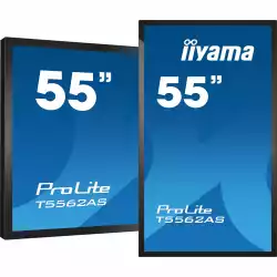 Тъч Дисплей IIYAMA T5562AS-B1 54.6", VA Panel, AntiGlare, Portrait, 16:9, 3840 x 2160, 500 cd/m2, 5000:1, 8ms, Projective Capacitive, 20 touch points, Android 8.0, Signal FailOver, CPU CA73*2 + A53*2, 2+1GB RAM, 16GB eMMC, 24/7, 3x HDMI, HDCP, RS232c, LAN, IR, 2x USB, Speakers, VESA, Black