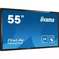 Тъч Дисплей IIYAMA T5562AS-B1 54.6", VA Panel, AntiGlare, Portrait, 16:9, 3840 x 2160, 500 cd/m2, 5000:1, 8ms, Projective Capacitive, 20 touch points, Android 8.0, Signal FailOver, CPU CA73*2 + A53*2, 2+1GB RAM, 16GB eMMC, 24/7, 3x HDMI, HDCP, RS232c, LAN, IR, 2x USB, Speakers, VESA, Black