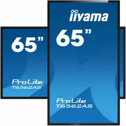 Тъч Дисплей IIYAMA T6562AS-B1 64.5", IPS Panel, Portrait, AntiGlare, 16:9, 3840 x 2160, 500 cd/m2, 1200:1, 8ms, Projective Capacitive, 20 touch points, Palm rejection, 3x HDMI, RS232c, LAN, IR, 2x USB, Speakers, Android 8.0, Signal FailOver, CPU CA73*2 + A53*2, 2+1GB RAM, 16GB, 24/7, VESA, Black