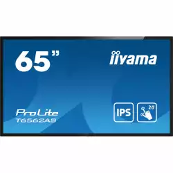 Тъч Дисплей IIYAMA T6562AS-B1 64.5", IPS Panel, Portrait, AntiGlare, 16:9, 3840 x 2160, 500 cd/m2, 1200:1, 8ms, Projective Capacitive, 20 touch points, Palm rejection, 3x HDMI, RS232c, LAN, IR, 2x USB, Speakers, Android 8.0, Signal FailOver, CPU CA73*2 + A53*2, 2+1GB RAM, 16GB, 24/7, VESA, Black