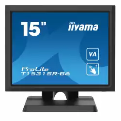 Тъч монитор IIYAMA T1531SR-B6, 15", VA Panel, 5-wire resistive touch, 4:3, 1024x768, 350cd/m2, 2500:1, 18ms, IP54 Front, VGA, HDMI, DisplayPort, HDCP, Mini Jack, Tilt, Speakers, VESA 100x100, Black