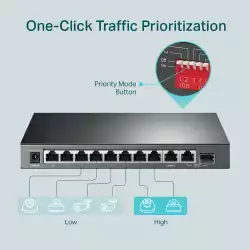 10-портов настолен гигабитен комутатор TP-Link TL-SG1210MP с 8-PoE+ порта и gigabit combo SFP/RJ45 порт