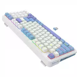 Кабелна и безжична Bluetooth геймърска клавиатура Redragon Gloria Pro K664WBP-RGB-PRO бяло RGB осветление