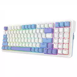 Кабелна и безжична Bluetooth геймърска клавиатура Redragon Gloria Pro K664WBP-RGB-PRO бяло RGB осветление