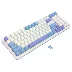 Кабелна и безжична Bluetooth геймърска клавиатура Redragon Gloria Pro K664WBP-RGB-PRO бяло RGB осветление