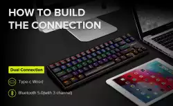 Клавиатура Delux KM32 механична геймърска USB Type-C/Bluetooth v5.0 Rainbow RGB LED