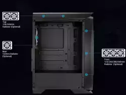 Кутия за настолен компютър Aerocool Aero One Frost с прозрачен панел от закалено стъкло AERO_ONE_FROST-G-BK-V1 - черна