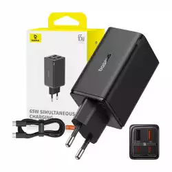 Зарядно устройство Baseus GAN6 Pro, 2xUSB-C + 2xUSB, 65W P10162701113-00 - черно