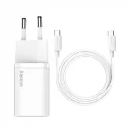 Зарядно устройство Baseus Super Si 25W с кабел USB-C към USB-C 1м  TZCCSUP-L02 - бяло