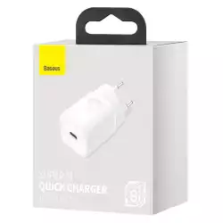 Зарядно устройство Baseus Super Si Quick USB-C, 25W, бяло CCSP020102