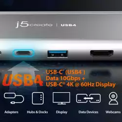 5-портов хъб j5create  JCD401 USB4 Dual 4K Multi-port, USB-C, 4K HDMI