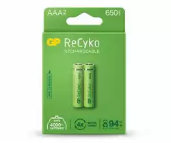 Акумулаторна Батерия GP R03 AAA 650mAh NiMH 65AAAHCE-EB2, 2 бр. в опаковка