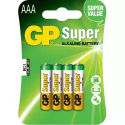 Алкална батерия GP SUPER LR03 AAA, 4 бр. в опаковка / блистер, 1.5V,GP-BA-24A21-SB4