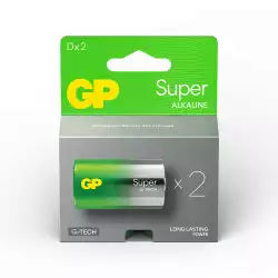 Алкална батерия GP SUPER LR20, 2 бр. в опаковка / блистер, 1.5V