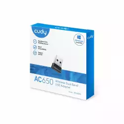 Безжичен нано адаптер Cudy WU650S, USB 2.0, 2.4/5 Ghz, Вградена антена 2dBi