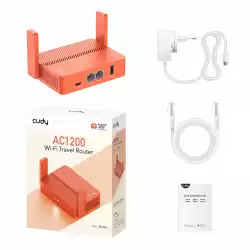 Безжичен рутер CUDY Travel TR1200, AC1200, 2 x 10/100 Mbps, USB3.0, червен