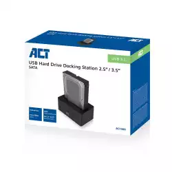 Докинг станция ACT AC1500, USB 3.1 Gen1, За 3.5"/2.5" SATA HDD/SSD
