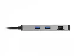 Докинг станция Delock USB-C - Dual HDMI, USB 3.2, SD, LAN, PD3.0, Сива