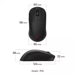 Геймърска безжична мишка ZOWIE U2, 2.4G, Черна