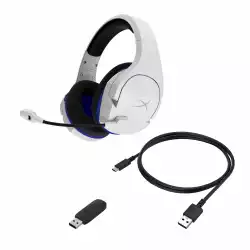 Геймърски безжични слушалки HyperX, Cloud Stinger Core Wireless (PS5), Микрофон, Бял/Син