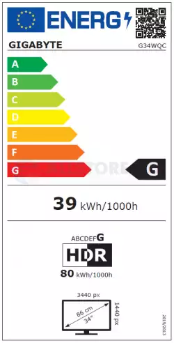 Геймърски Монитор Gigabyte G34WQC-A-EK, 34" VA 4K,UWQHD,Curved 1500R, HDR, 144Hz, 1ms