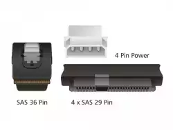 Интерфейсен кабел DeLock, mini SAS SFF-8087 - 4 x SAS SFF-8482 + power, 0.5 m