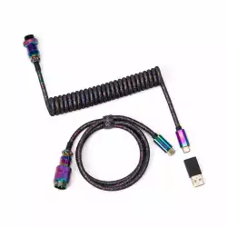 Кабел за клавиатура Keychron Premium  Aviator Straight USB-C - USB-C, Rainbow Plated Black