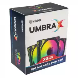 Комплект Вентилатори Kolink Umbra X 3 x 120mm ARGB High Performance PWM, Черен