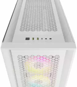 Кутия Corsair iCUE 5000D RGB Airflow Mid Tower, Tempered Glass, Бяла