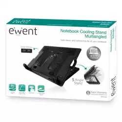 Охладител за лаптоп Ewent EW1258, Вентилатора 125мм, USB хъб, Черен